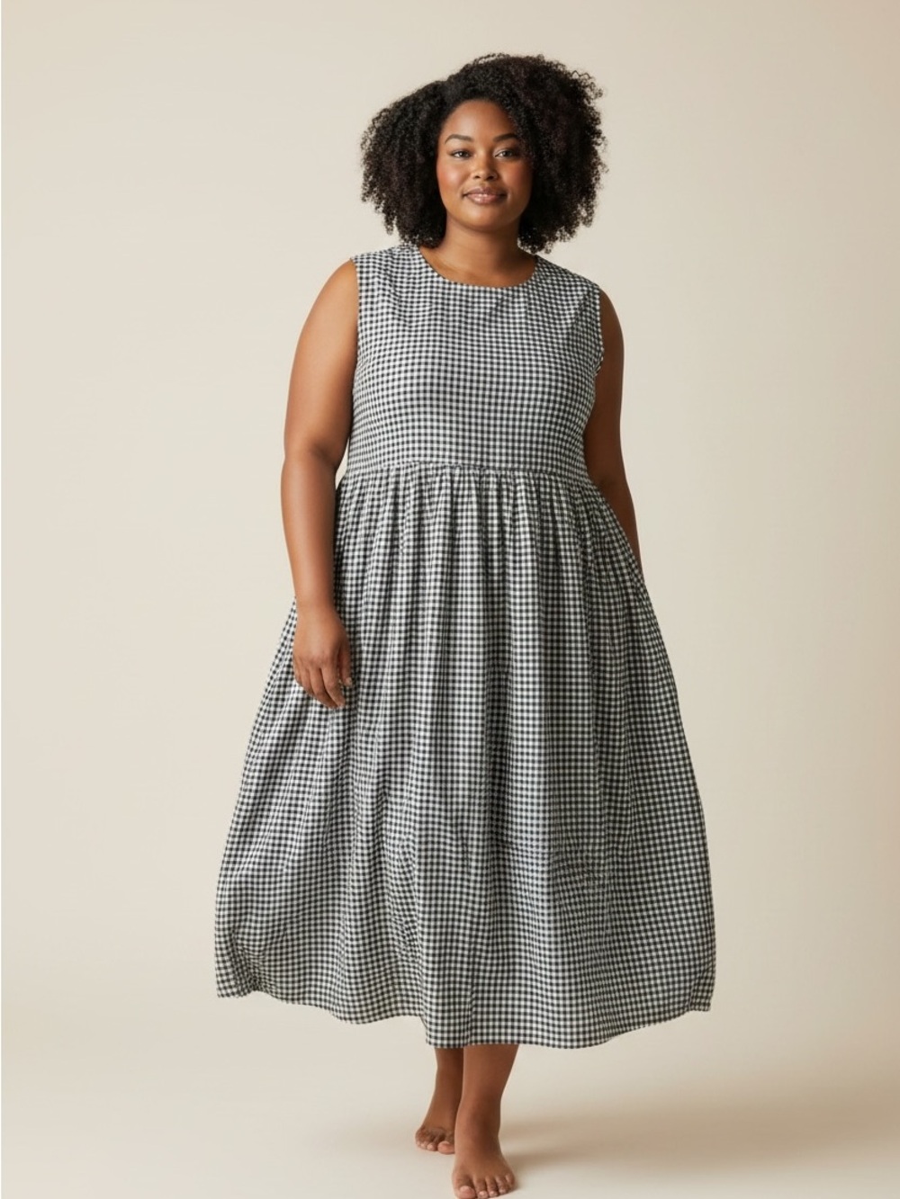 Buddha stones plus size  womens  Black & White Gingham Sleeveless Dress size 3xl